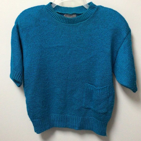 Alison J. Sweaters - Alison J. - Vintage Teal short sleeve pullover sweater